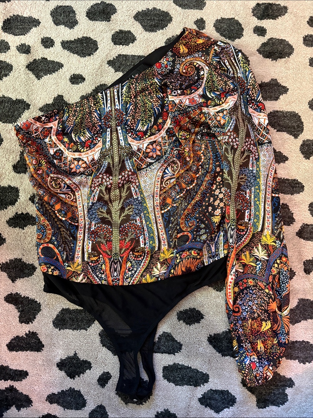 One-Shoulder Paisley Print Bodysuit - Multicolor Lulus
